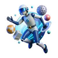 extraordinary rustic Futuristic Robot in Space Exploring the Digital Universe genuine png