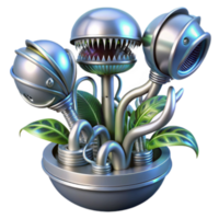 elegant classic Cybernetic Plant Robotic Flora, Mechanical Flowers, Metal Botanicals detailed png
