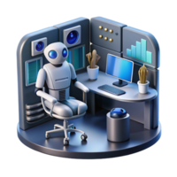 serene rustic AI Robot in Office Workspace Automation, Technology, and Future of Work authentic png