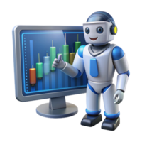 impressive traditional AI Robot and Stock Market Chart Automated Trading Insights exclusive png