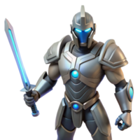 magnificent rustic Cybernetic Knight Futuristic Armor, Glowing Sword authentic png