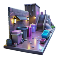 magnificent abstract Night Alleyway 3D Render of Urban Backstreet Scene exclusive png