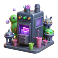 dramatic contemporary Whimsical Drink Dispenser Futuristic 3D Render premium png
