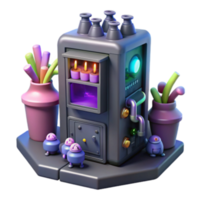 elegant contemporary Whimsical Potion-Making Machine with Candles and Plants premium png