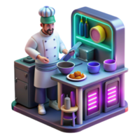 extraordinary artistic Chef Cooking Fried Food in Modern Kitchen high quality png