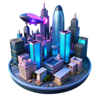 serene abstract Futuristic Cityscape Neon Lights, Flying Vehicle, Modern Architecture authentic png