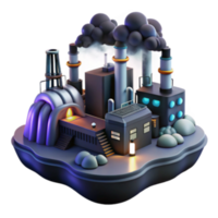 dramatic abstract Industrial Complex Pollution, Night Scene, 3D Render authentic png