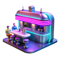 magnificent artistic Retro Diner Neon Lights, 3D Render, Night Scene high quality png