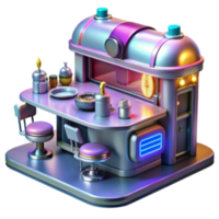 vibrant modern Retro-Futuristic Bar 3D Render of a Space-Age Diner high resolution png