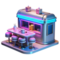 elegant artistic Retro Diner Counter Neon Lights 50s Style high resolution png