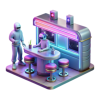 stunning artistic Retro-Futuristic Bar Scene with Robots authentic png