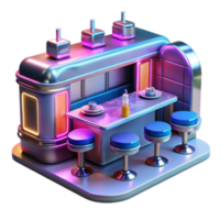 impressive classic Retro Diner Counter Neon Lights, 3D Render high resolution png