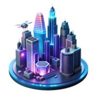 vibrant abstract Smart City Urban Development, Drone Integration, Futuristic Architecture high quality png