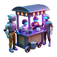 serene classic Robots at a Food Cart AI and Automation in the Future of Food Service premium png