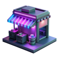 elegant artistic Neon Nights 3D Render of a Retro Shop genuine png