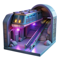 serene rustic Futuristic Train Station with Escalator and Stairs high quality png