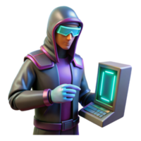 impressive contemporary Cyberpunk Hacker with Retro Computer high quality png