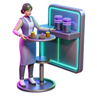 beautiful artistic Futuristic Food Stand 3D Render of Server with Snacks genuine png