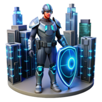 impressive abstract Cyber City Protector Futuristic Security Guard high quality png