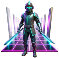 beautiful artistic Cyberpunk Knight Neon Retro Swordsman professional png