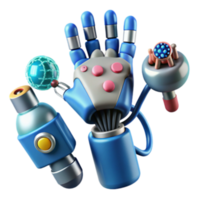 elegant creative Robotic Hand with Advanced Tools 3D Render premium png