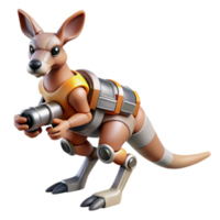 extraordinary minimalist Robotic Kangaroo with Weapon 3D Render high resolution png