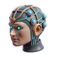 extraordinário artístico cibernético cabeça ai, robótica, e neural rede conceito exclusivo png