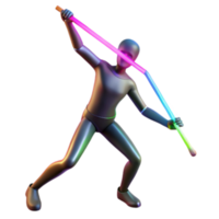 impressive creative Neon Javelin Throw Dynamic 3D Render genuine png