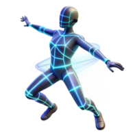 impressive abstract Cybernetic Figure in Dynamic Pose 3D Render authentic png