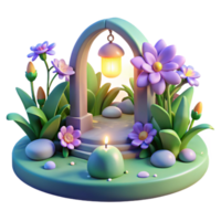 elegant artistic 3D Render Peaceful Garden Scene original png