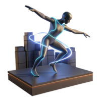 vibrant vintage Humanoid Figure in Dynamic Pose with Data Visualization high quality png
