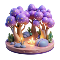 extraordinary vintage Enchanted 3D Forest Illustration high quality png