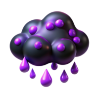 extraordinary creative Dark Cloud with Purple Rain Drops 3D Render high quality png