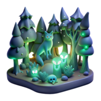 impressive minimalist Enchanted Forest Glowing Creatures Trees professional png