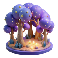 dramatic contemporary Enchanted 3D Forest Illustration high resolution png