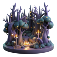 serene abstract Enchanted Forest Candles, Trees, and Mystical Glow high resolution png
