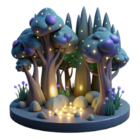 impressive classic Enchanted Firefly Forest 3D Render of Magical Night Scene professional png