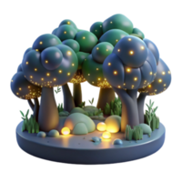beautiful rustic Enchanted Glowing Forest Night Scene original png