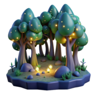 magnificent vintage Enchanted Firefly Forest 3D Render of Magical Night Scene high quality png