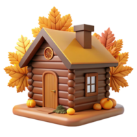 impressive modern Autumn Log Cabin 3D Render high resolution png