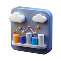elegant abstract Cloud Data Analytics Visualizing Trends with 3D Charts detailed png