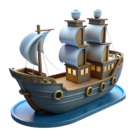 serene classic Cartoon 3D Ship Model authentic png