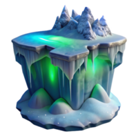 extraordinary classic Arctic Ice Cave with Glowing Aurora detailed png