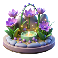vibrant rustic 3D Render of Serene Garden with Candle high resolution png