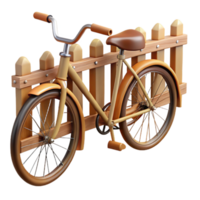 vibrant abstract 3D Render of a Bicycle by Wooden Fence high quality png