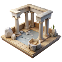wonderful traditional Ancient Temple Pool 3D Render of Classical Architecture authentic png
