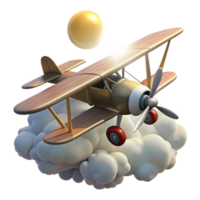impressive traditional 3D Render Biplane Flying in Clouds exclusive png