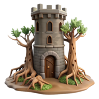 beautiful abstract Stone Tower Enveloped by Ancient Trees original png