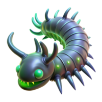 dramatic rustic Glowing Spiked Creature 3D Render of a Fictional Insect 4K png