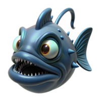 vibrant abstract Cartoon Fish with Big Eyes and Sharp Teeth professional png